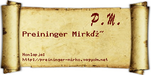 Preininger Mirkó névjegykártya